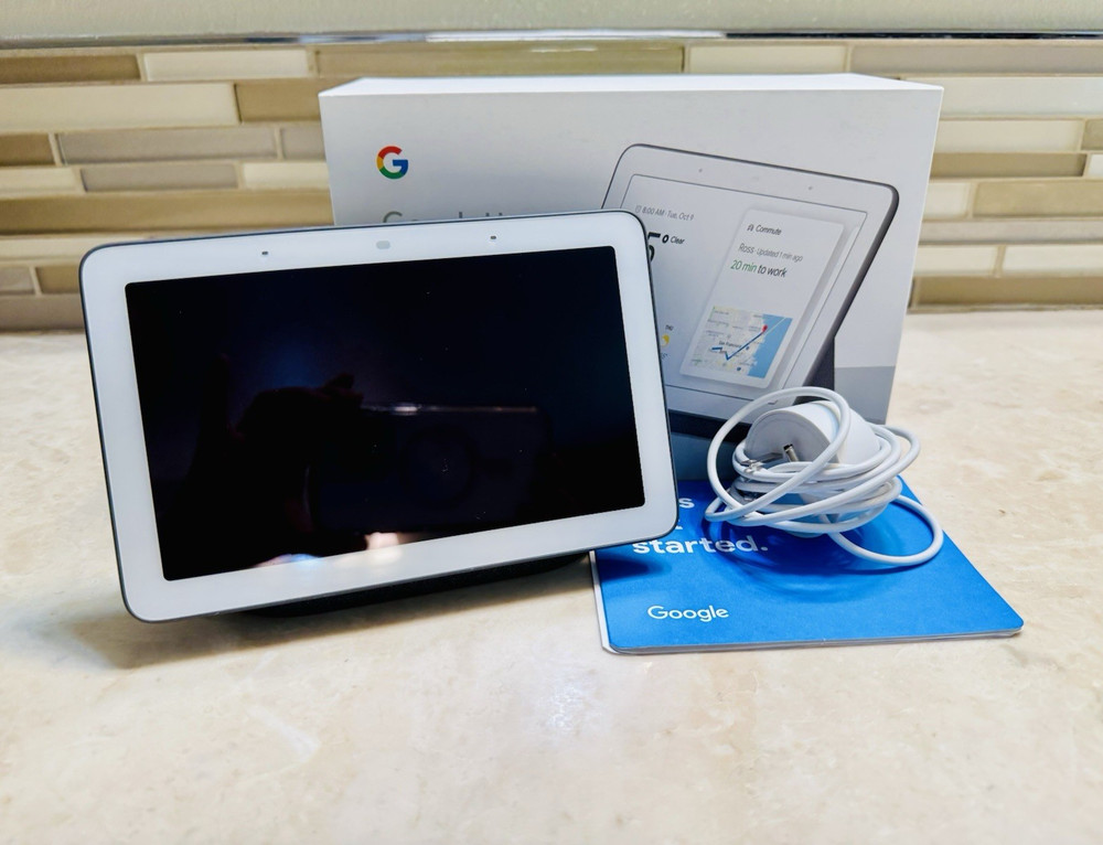 Google Home Hub Smart Display White/Power Adapter, Original Box tested working