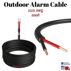 500ft Outdoor Alarm Security Cable 22/2 Gauge Solid CL2 Rated 2 Conductors CCA