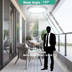 Motion Sensor Ceiling Light Wired – 12 Inch 12Inch, 12in Round