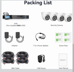 (607)5MP Lite Security Camera System with 500G Hard Drive, 4 Channel AHD TVI DVR
