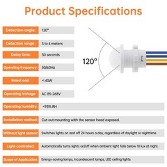 Motion Sensor Light Switch 85-265V 60W PIR Sensor Smart Detection Switch for …