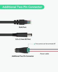 2 Pack DC12V 2A Output Power Over Ethernet PoE Splitter IEEE802.3af/at 10/100