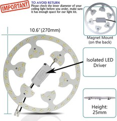 24W LED Flush Mount Ceiling Fan Ring Light Kit Replacement,Retrofit 3 CCT