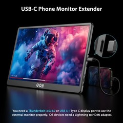 Qqh Portable Monitor 15.6 Portable Travel Monitor For Laptop 1080P Fhd Ips