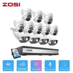 ZOSI 8CH/16CH 5MP/8MP POE IP Security Camera System 4K AI Face Detect NVR Audio