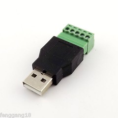 5x USB 2.0 Type A Male to 5 Pin Screw w/ Shield Terminal Plug Adapter Connector