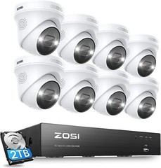 ZOSI 8MP NVR PoE Security Home Camera System 4K 8CH Outdoor Smart AI Detect 2TB