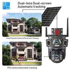 Dual Lens 4K WiFi Solar IP Camera Wireless Outdoor CCTV PTZ Home Security Cam US