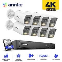 ANNKE 8CH 12MP NVR 8MP Audio PoE IP Security Camera System Outdoor Color Night