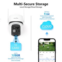 Wansview Solar Wireless Security Camera 360°PTZ 2K 3MP Dual-Cam Human Detection