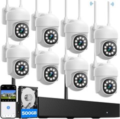CAMCAMP 8PC PTZ WiFi Cameras 16CH 4K NVR Wireless Security Camera System Audio