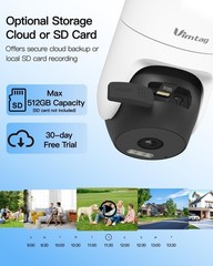 300° Pan Wireless Outdoor Security Camera, No Subscription Free 7-Day Cloud/S…