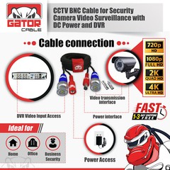 CCTV Cable Camera Security Surveillance BNC Extension Wire DC Power Video DVR HD