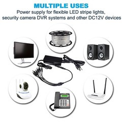 60W AC Adapter plus DC Power Cable for Q-See QQM4803B QM6510B QM7007B Cameras