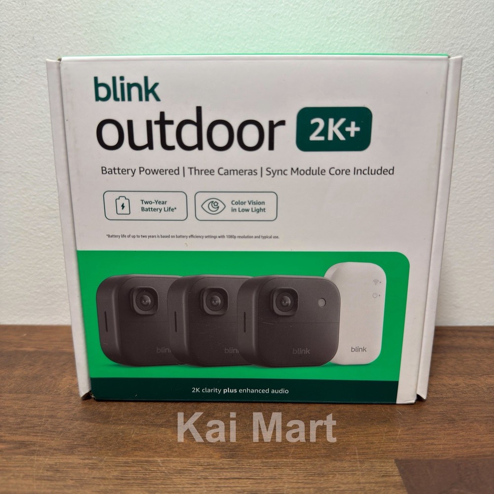 NEW BLINK OUTDOOR 2K+ WIRELESS SECURITY 3 CAMERA SYSTEM – BLACK – SHIPS TODAY
