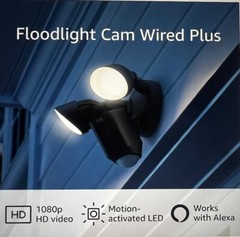 Ring Floodlight Cam Wired Plus, Motion Detection, Security Siren, Black