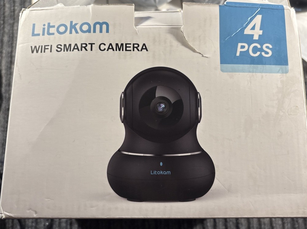 litokam 2K Indoor Security Camera, 360* Cameras for Home 4 Pack-2.4GHz, Black