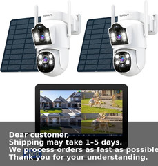 (8PX) Outdoor Wireless Cameras 2pcs 4MP Dual Lens Solar PTZ with 12” Monitor