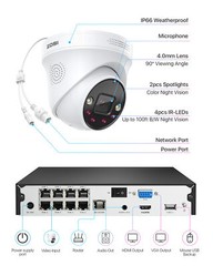 ZOSI 16CH/8CH NVR 4K 8MP POE Security Camera System Audio Recording IP Network