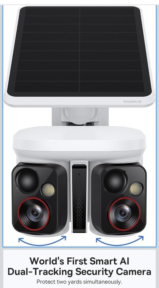 Baseus Dual-Tracking Outdoor Solar Wi‑Fi IP Camera 3K