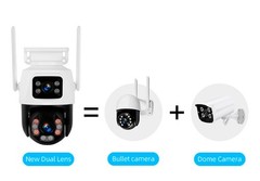 ICSee Dual Lens WiFi IP Camera Wireless Outdoor CCTV PTZ Home Security IR Cam US