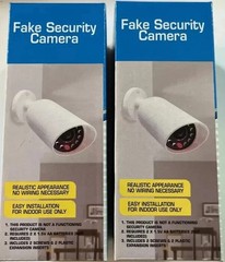 4-Pack Fake Security CCTV Camera Dummy Camera Flashing Red LED Light Black White