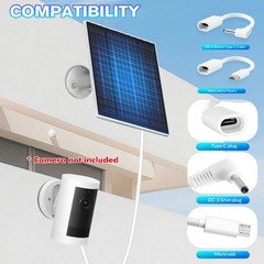 10W Solar Panel Charger for with Micro USB & Type-C DC Port for Security Cameras