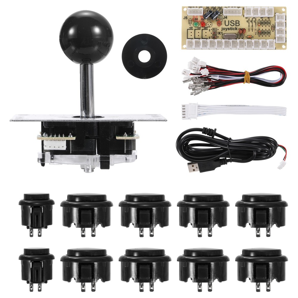 PC Joystick DIY Kit Arcade Game Joystick Parts ABS 5Pin for Classic Arcade Black
