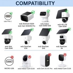 30FT Power Adapter Designed for eufy Security SoloCam White