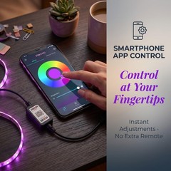 LED Controller with Smartphone App Control, Adjustable Brightness & Speed,5 S…
