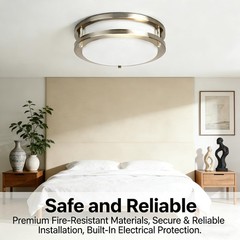 Drosbey 36W Dimmable LED Ceiling Light Fixture, Flush Mount 36W, Brush Nickel