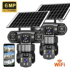 2X V380PRO 3 Lens 6MP Solar Home Security Camera Outdoor Wifi Wireless PTZ CCTV