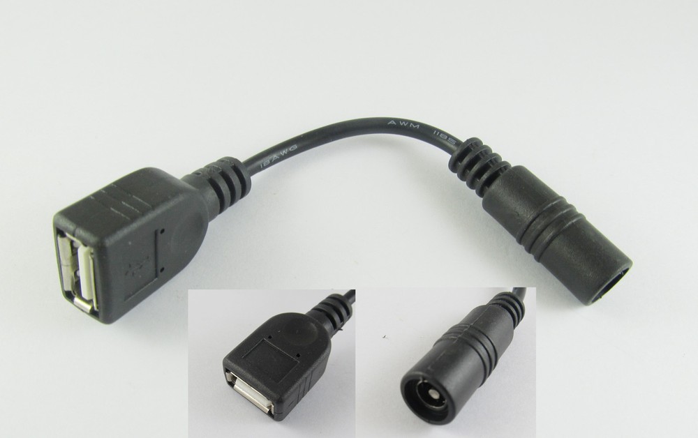 5x USB 2.0 Female Jack To 5.5×2.1mm Female DC Power Supply Extension Cord Cable