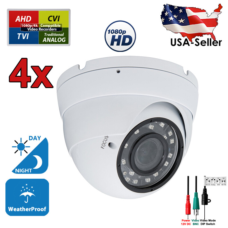 4x 1080p Outdoor Indoor Day Night Vision CCTV Security Camera TVI CVI AHD Analog