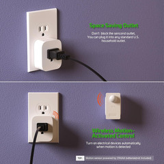 Wireless Motion Sensor Plug Kits,No-Wire Mini PIR Sensor Switch Control Plug to