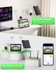 CAMCAMP 4MP Wireless Home Security Camera System Solar IP Cameras 10” Monitor