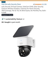 eufy Security SoloCam S340 Wireless Solar Camera 360° Pan & Tilt, Model T81701W1