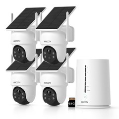 ARCCTV Solar Battery Security Camera System Wireless Outdoor Home 4-Camera Kits