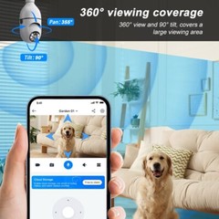 8PCS Light Bulb Security Camera 5MP WIFI 360° Color Wireless IR Motion Audio