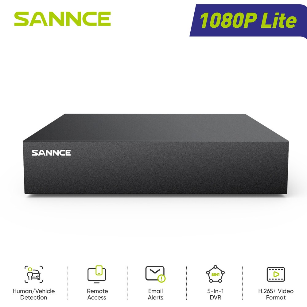 SANNCE 1080P Lite 8CH DVR CCTV Security Video Recorder AI Human Detection System