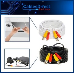 100ft CCTV Cable Security Camera Siamese Wire BNC DC Power Video White Black