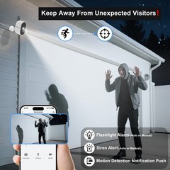 2 Pack Solar Battery Wireless Security Camera Outdoor 4MP WiFi Home IP65 Cameras