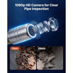 Drain Sewer Camera WiFi 65.6ft, 12LED IP68 Waterproof