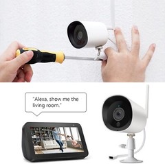 Rraycom 2K WiFi Security Camera for Outdoor, Night Vision Compatible with Alexa
