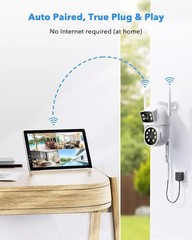 CAMCAMP Wireless Security Camera System with 10.1″ Monitor 4pcs 2K Dual Lens HDD