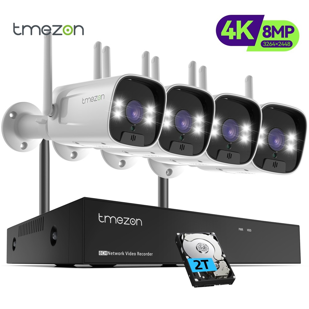 8MP 10CH NVR Outdoor Wireless WIFI Security Camera Audio System WIFI CCTV Lot