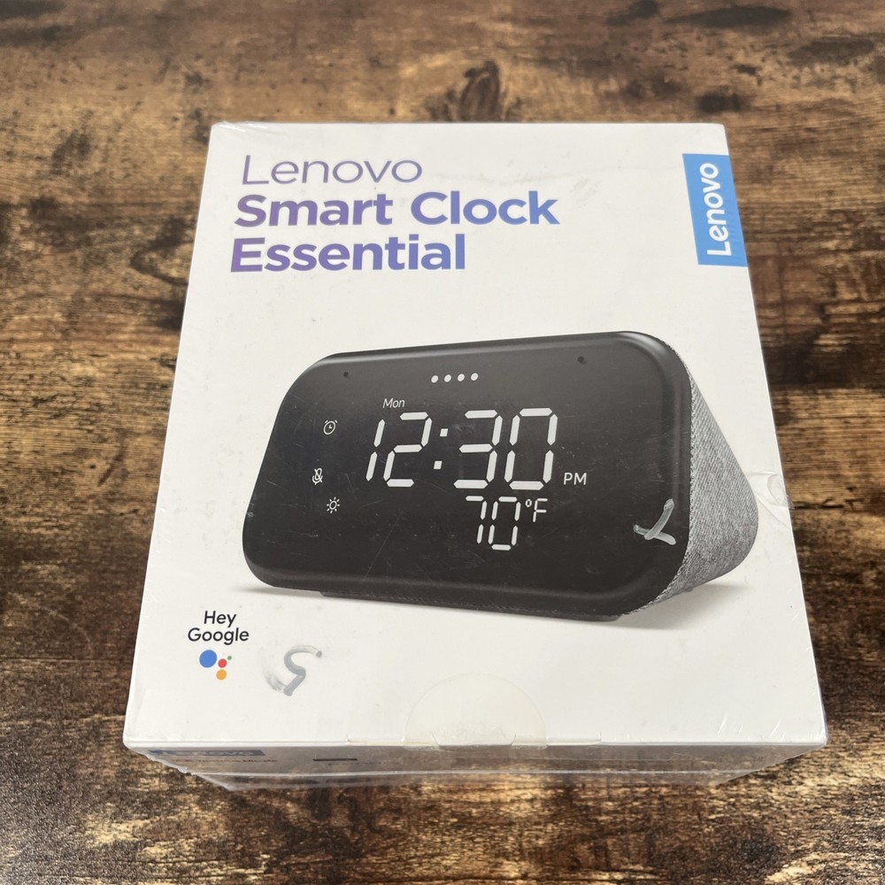 Lenovo Smart Clock Essential W/ Google Assistant Grey Brand New