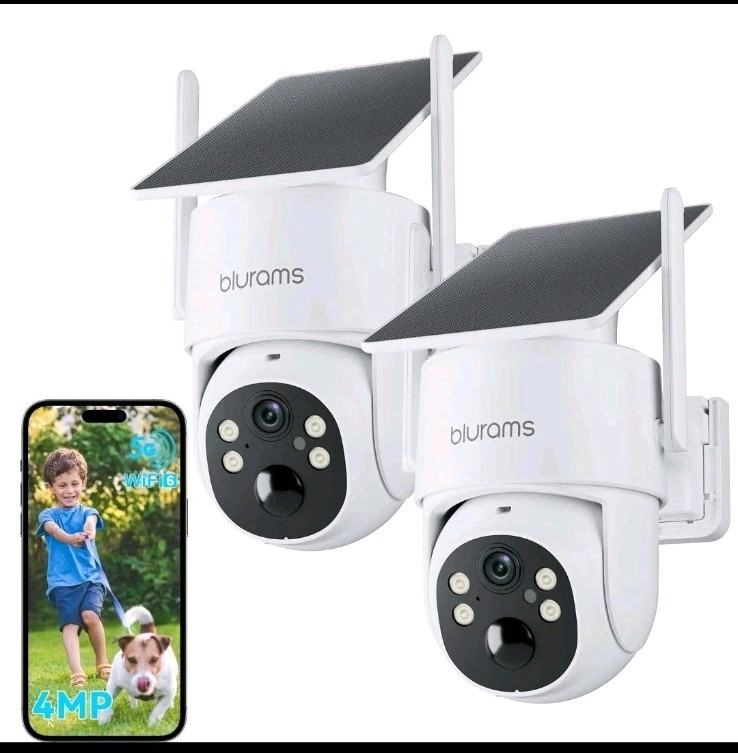 blurams 2.5K Pan/Tilt Security Cameras Wireless Outdoor, 100% Wire-Free Outdoor