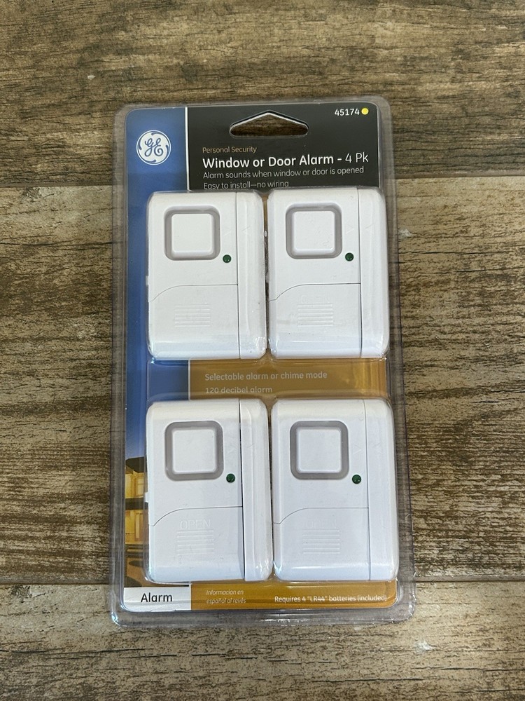 New! GE Personal Security Window/Door Alarm, 4-Pack, Battery Operated, 45174