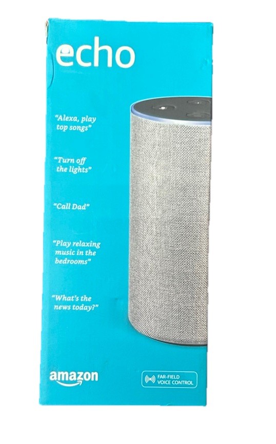 Amazon Echo (2nd Gen) Gray Smart Speaker Alexa Bluetooth Wi-Fi Music Alarm Clock